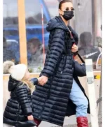 NYC Irina Shayk Black Hooded Coat