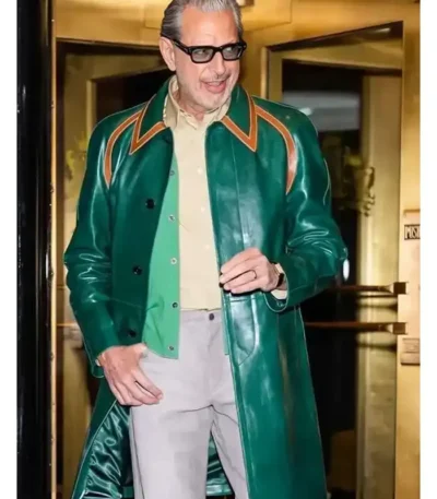 NYC Jeff Goldblum Green Leather Coat