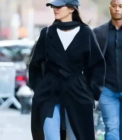 NYC Kendall Jenner Black Wool Coat