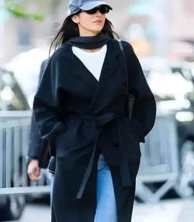NYC Kendall Jenner Black Wool Coat