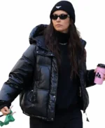 NYC Nina Dobrev Leather Puffer Jacket