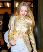 NYFW 2026 Amanda Seyfried Golden Jacket