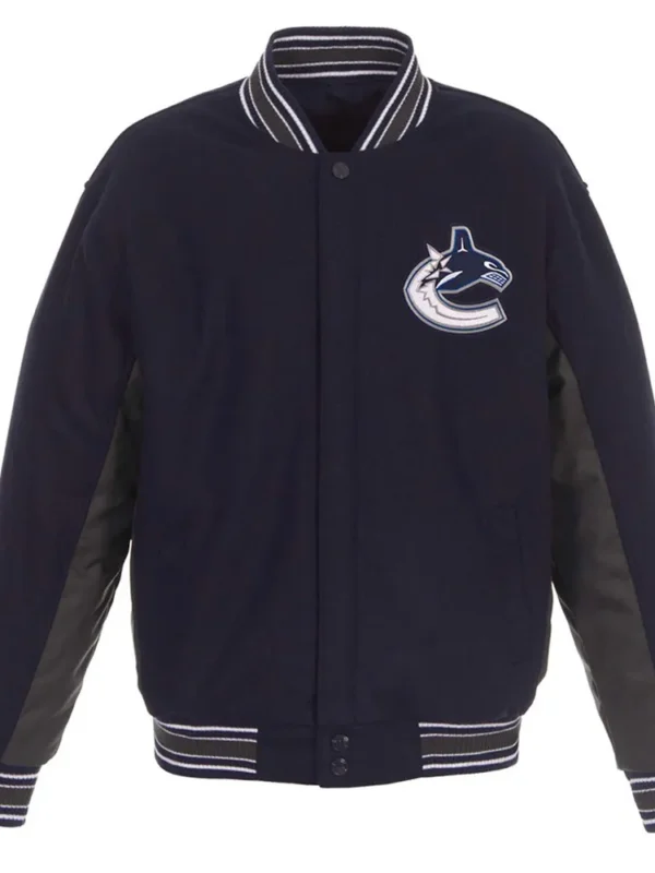 Navy-Charcoal Accent Vancouver Canucks Varsity Wool Jacket