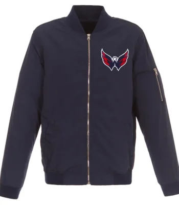 Navy Washington Capitals Nylon Lightweight Bomber Jacket