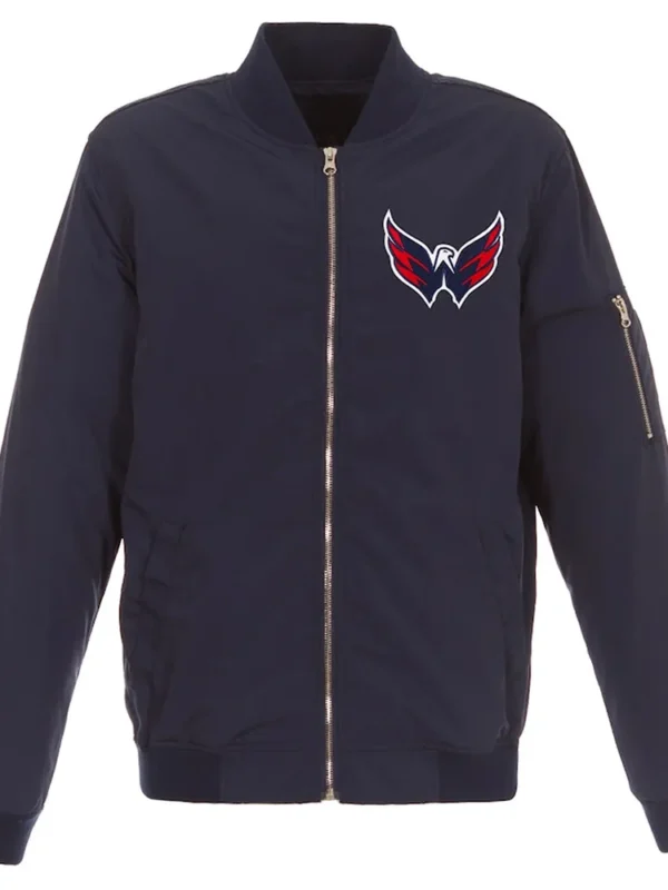Navy Washington Capitals Nylon Lightweight Bomber Jacket