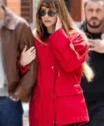 NYC Dakota Johnson Red Cotton Jacket