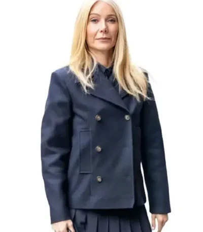 NYC Gwyneth Paltrow Blue Peacoat