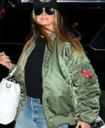 Heidi Klum Green Bomber Jacket