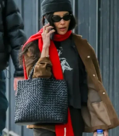 NYC 2026 Zoe Kravitz Suede Jacket