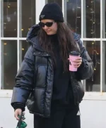 NYC Nina Dobrev Leather Puffer Jacket