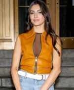 Ozge Yagız Mustard Leather Vest
