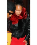 Rihanna Valentines Day Black Leather Jacket
