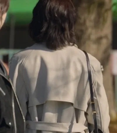 No In-ji The Trunk S01 White Leather Trench Coat