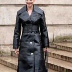 PFW 2026 Lili Reinhart Black Leather Coat