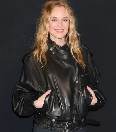 Paris Fashion Week Diane Kruger Leather Jacket