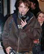 Paris Hotel Robert Pattinson Brown Leather Jacket