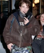 Paris Hotel Robert Pattinson Brown Leather Jacket