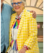 Prue Leith Yellow Checkered Blazer