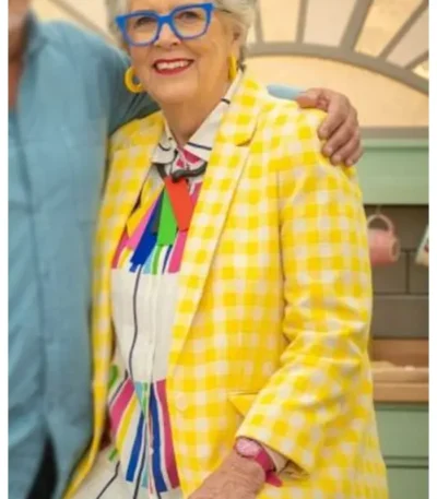 Prue Leith Yellow Checkered Blazer