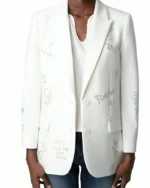 Elsbeth 2024 Ciara Renée White Embellished Blazer