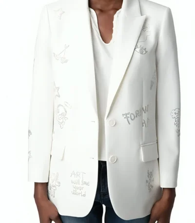 Elsbeth 2024 Ciara Renée White Embellished Blazer