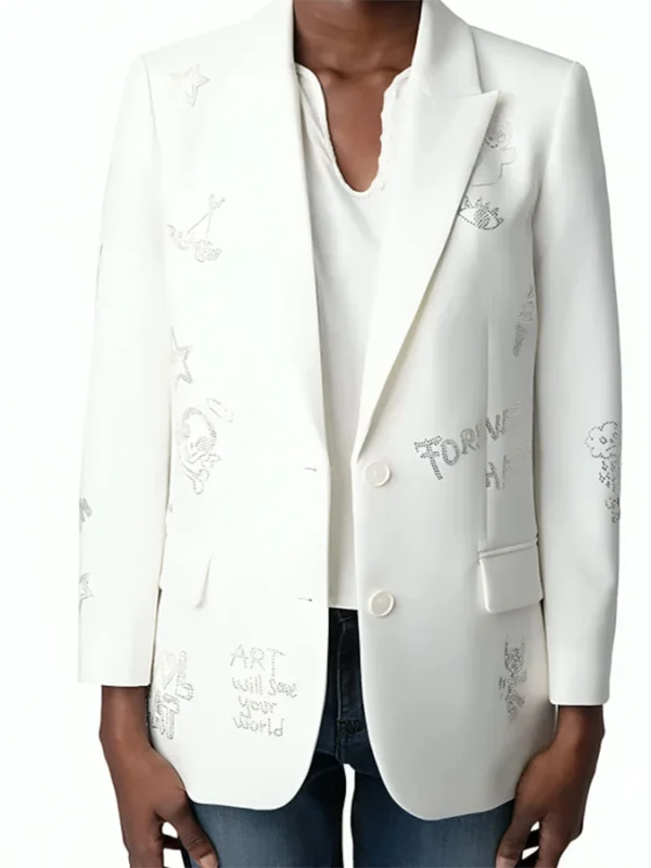 Elsbeth 2024 Ciara Renée White Embellished Blazer