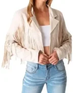 Jennifer Pedranti White Fringe Jacket