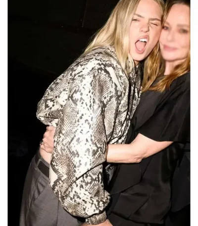 Renee Rapp Snakeskin Printed Leather Jacket