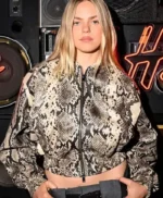 Renee Rapp Snakeskin Printed Leather Jacket