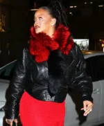 Rihanna Valentines Day Black Leather Jacket