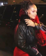 Rihanna Valentines Day Black Leather Jacket