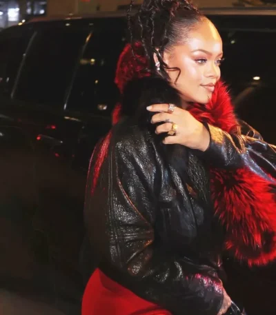 Rihanna Valentines Day Black Leather Jacket