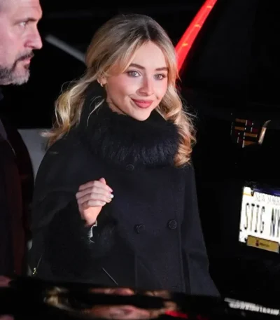 SNL 2026 Sabrina Carpenter Black Wool Coat