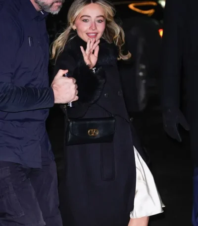 SNL 2026 Sabrina Carpenter Black Wool Coat