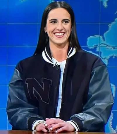 SNL Caitlin Clark Black Varsity Jacket