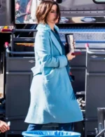 Sandra Bullock Bird Box Malorie Hayes Long Blue Coat