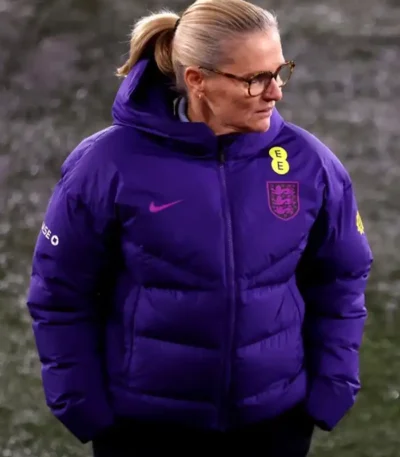 Sarina Wiegman Friendly Match Purple Puffer Jacket