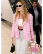 Barbie 2023 Margot Robbie Checkered Pink Blazer