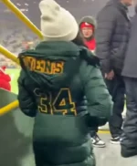 Simone Biles Green Puffer Hooded Jacket