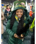 Simone Biles Green Puffer Hooded Jacket