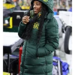 Simone Biles Green Puffer Hooded Jacket