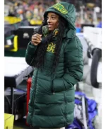 Simone Biles Green Puffer Hooded Jacket