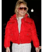 Singer Mariah Carey Red Puffer Jacket