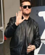Singer Michael Bublé Black Leather Jacket