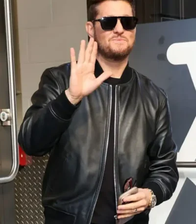 Singer Michael Bublé Black Leather Jacket