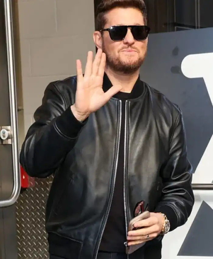 Singer Michael Bublé Black Leather Jacket Singer Michael Bublé Black Leather Jacket