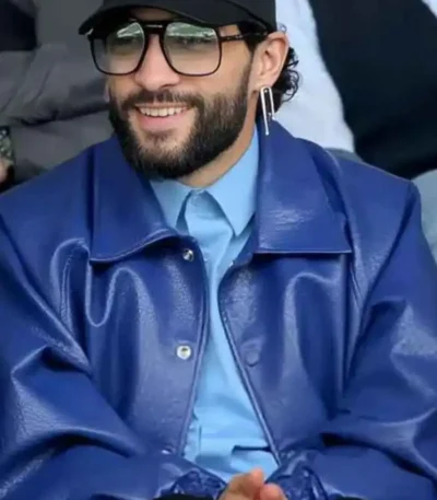 Sofiane Pamart Blue Leather Jacket