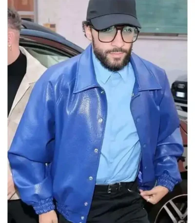 Sofiane Pamart Blue Leather Jacket