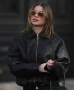 Sophia Geiss Woven Texture Leather Jacket