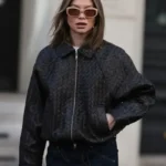 Sophia Geiss Woven Texture Leather Jacket
